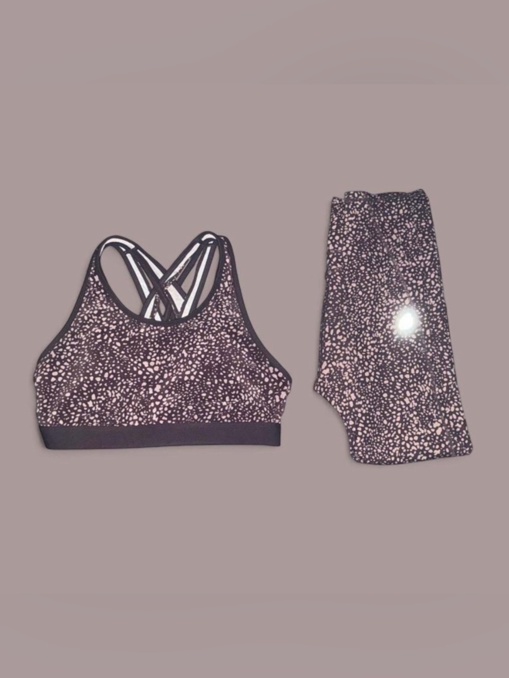 Fabletics brown Speckle Crossback Sports Bra & Leggings Set